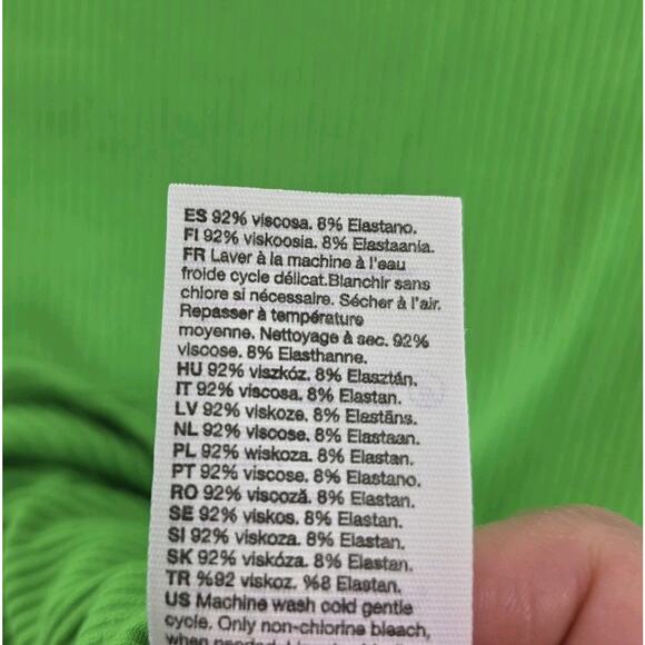 & Other Stories Bodysuit Womens Small Green Ribbed Bikini Snap Neon Lime - Picture 9 of 11